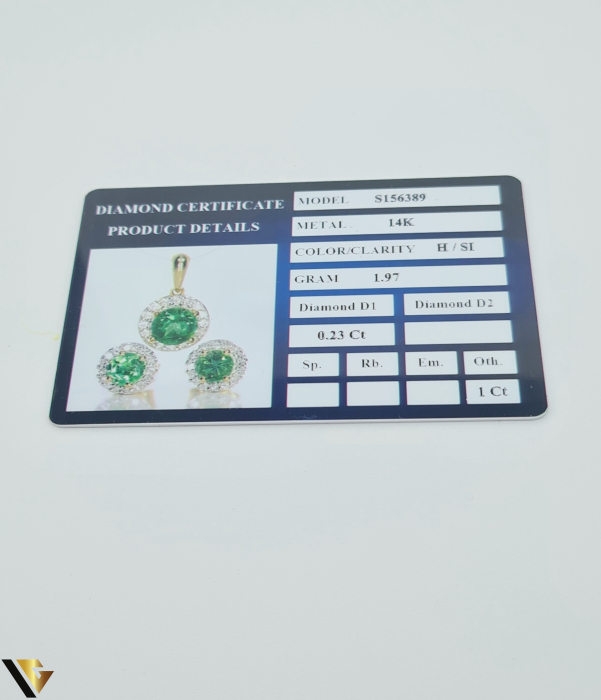 Set Aur 14k, Diamante 0.23 ct, Tsavorite [5]