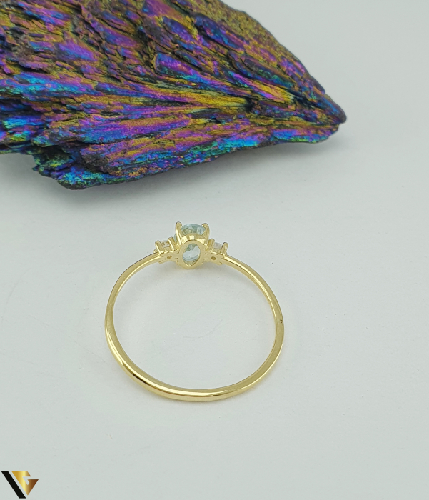 Set format din cercei, inel si lant cu pandantiv aur 9k, cubic zirconia si blue topaz [3]