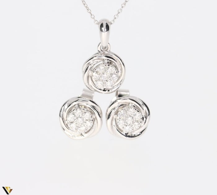 Set Aur Alb 14k, Cercei si Pandantiv, Diamante 0.36 ct [2]