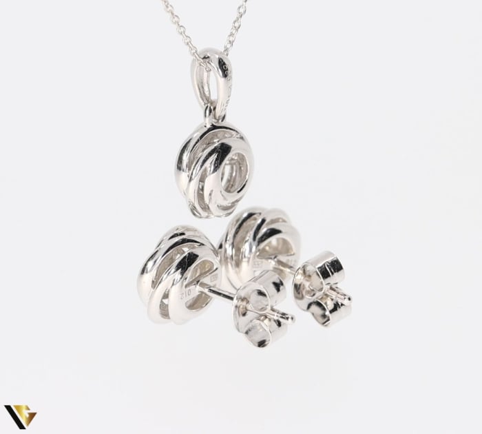 Set Aur Alb 14k, Cercei si Pandantiv, Diamante 0.36 ct [4]