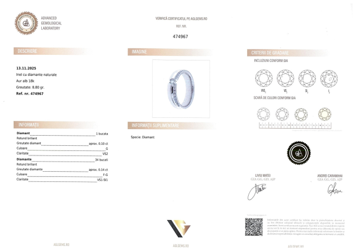 Verigheta Aur Alb 18k, Diamante 0.24 ct [4]