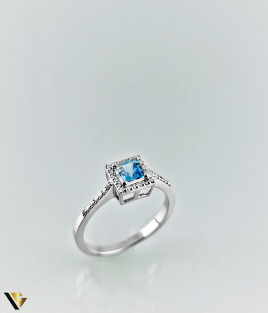 Inel Aur 14k, Topaz de 0.42 ct si Diamante de 0.14 ct in total, 2.30 grame [3]