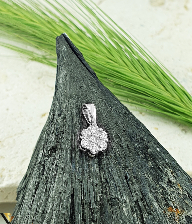 Lant cu pandantiv Aur Alb 18k, Diamante 0.28 ct 1.83g [1]