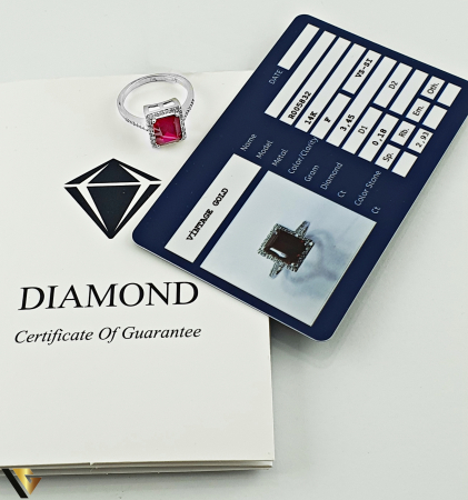 Inel Aur 14k, Rubin si Diamante de 0.18 ct in total, 3.45 grame [4]