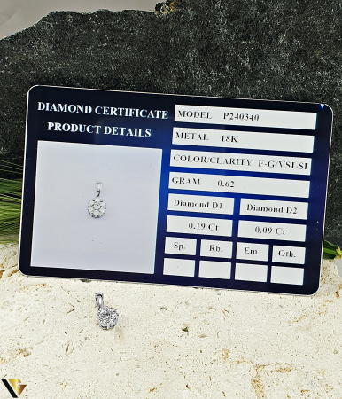 Lant cu pandantiv Aur Alb 18k, Diamante 0.28 ct 1.83g [3]