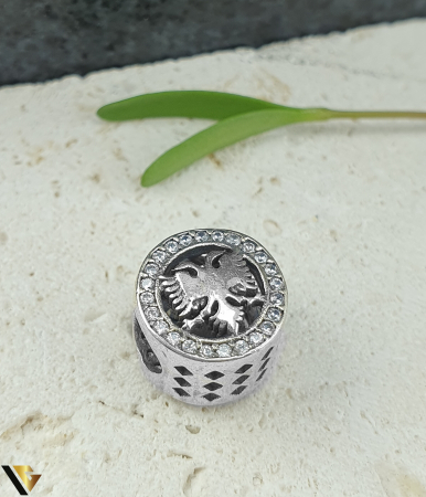 Pandantive din argint - Charm / Talisman din Argint 925, Zirconiu VULTUR DOUA CAPETE