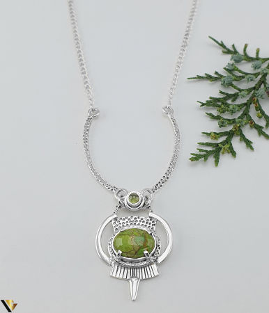 Coliere si lanturi din argint - Colier argint 925, Turcoaz, Peridot