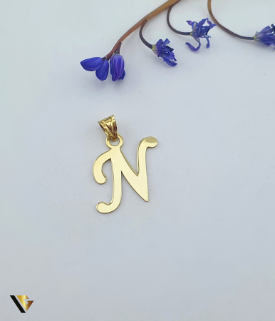 Bijuterii din aur - Pandantiv Aur 14k, Initiala N