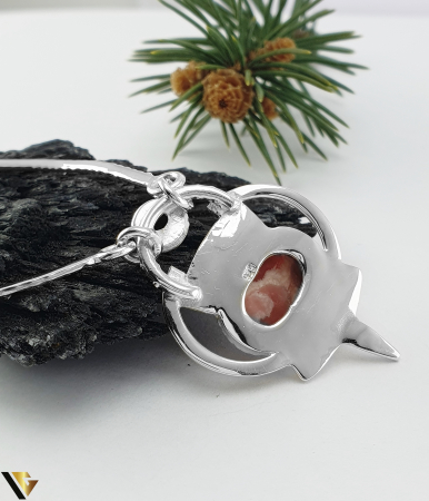 Colier argint 925, Red Zebra Jasp, Cuart Roz [2]
