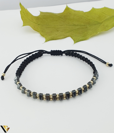Bratari din aur - Bratara Snur Textil, Aur 14k, Hematit