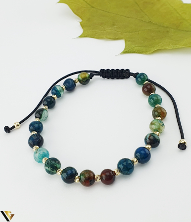 Bratari din aur - Bratara Snur Textil, Aur 14k, Agate