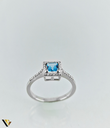 Inel Aur 14k, Topaz de 0.42 ct si Diamante de 0.14 ct in total, 2.30 grame [4]