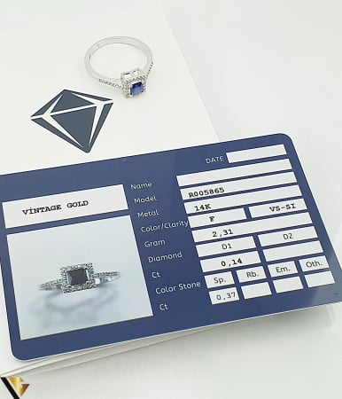 Inel Aur 14k, Safir si Diamante de 0.14 ct in total, 2.31 grame [3]