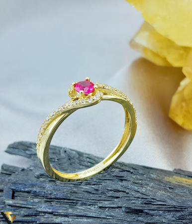 Inele din aur - Inel Aur 14k, Spinel si Zirconiu