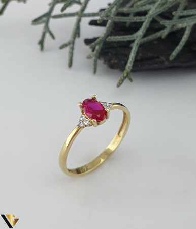 Bijuterii din aur - Inel Aur 14k roz fucsia mini mininalist simplu elegant