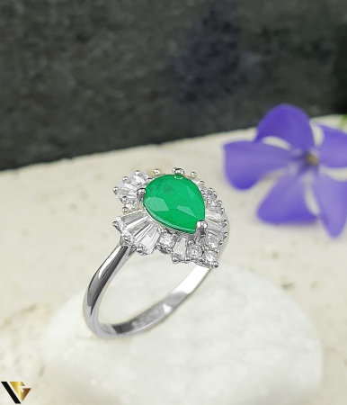 Bijuterii din argint - Inel Argint 925, Paraiba si Zirconiu verde smarald