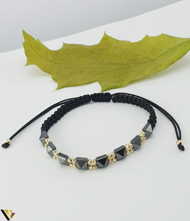 Bratari din aur - Bratara Snur Textil, Aur 14k, Hematit