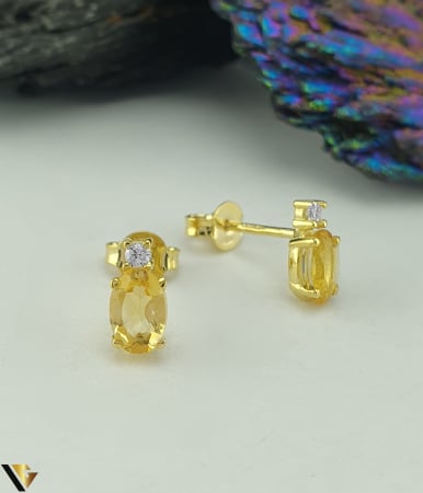 Cercei din aur - Cercei  Aur 9k, Citrine
