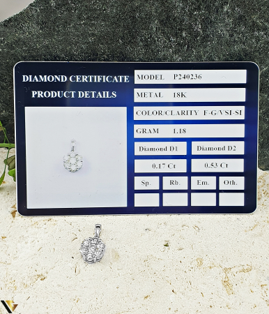 Lant cu pandantiv Aur Alb 18K, Diamante 0.70 ct in total 2.39g [3]