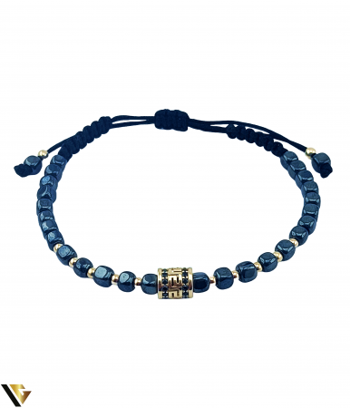 Bratari din aur - Bratara Aur 14k,Hematit, Snur Textil