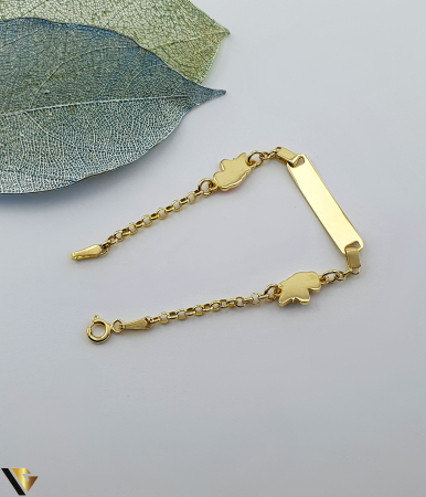 Bratara Aur 14k, Pentru Copii Greutate: 3.19 gr Dimensiune placuta: 25 mm / 6 mm Lungime: 14,5 cm Latime: 2.7 mm Marcaj / titlu: "585" Locatie: Bacau Calea Marasesti Tel: 0756943079 [1]
