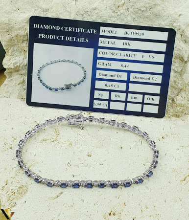 Bratara  Aur Alb 18K, Diamante 0.45 ct, Safire 5.95 ct [3]