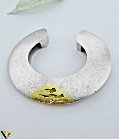 Bratari din argint - Bratara Fixa Argint 925, Aur 18k si Diamant 0.04 ct