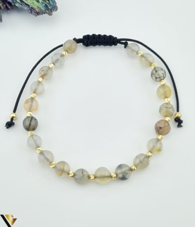 Bratari din aur - Bratara snur textil, Aur 14k Diametru bile aur: 3 mm Marime: reglabila Sistem inchidere : nod glisant Locatie: HARLAU Tel: 0723353111