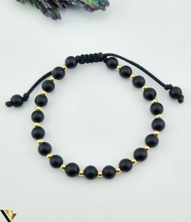 Bratari din aur - Bratara snur textil, Aur 14k Diametru bile aur: 3 mm Marime: reglabila Sistem inchidere : nod glisant Locatie: HARLAU Tel: 0723353111