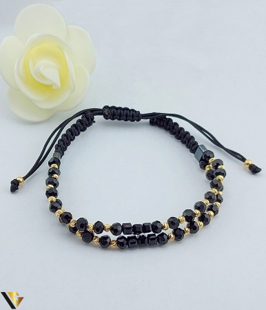 Bratari din aur - Bratara dubla snur textil, Aur 14k Diametru bile aur: 3 mm Marime reglabila Sistem inchidere : nod glisant Locatie: Bacau Calea Republicii Tel:0758108978