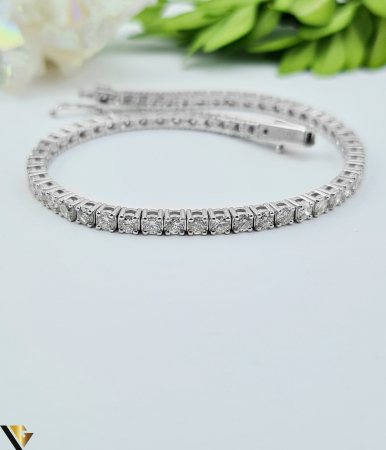 Bratari cu diamante - Bratara Tennis Aur Alb 14K, Diamante  4.35 ct