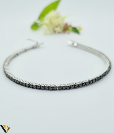 Bratari cu diamante - Bratara Tennis Aur Alb 18k, Diamante negre 1.90 ct