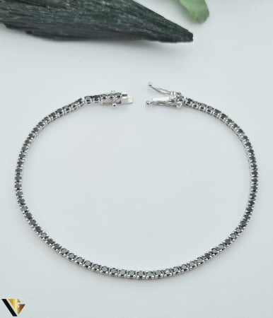 Bijuterii din aur - Bratara Tennis Aur Alb 18k, Diamante negre 2.47 ct