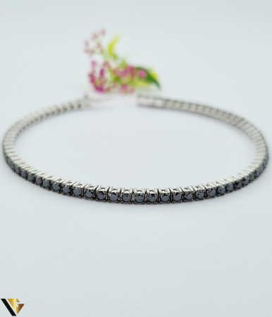 Bratari cu diamante - Bratara Tennis Aur Alb 18k, Diamante negre 3.00 ct