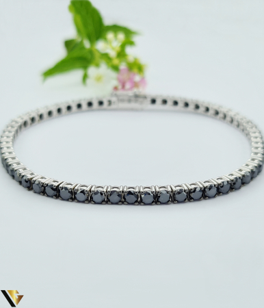 Bratari cu diamante - Bratara Tennis Aur Alb 18k, Diamante negre 7.05 ct in total