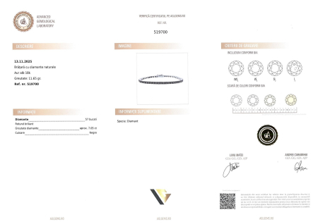 Bratara Tennis Aur Alb 18k, Diamante negre 7.05 ct in total [2]