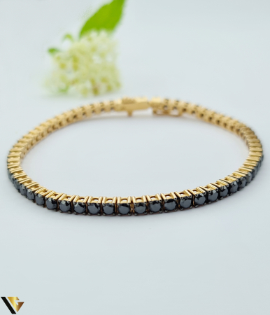 Bratari cu diamante - Bratara Tennis Aur Rose 18k, Diamante negre 3.38 ct