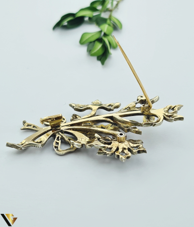 Brosa Vintage Argint 925, Aur 18k, Diamante [1]
