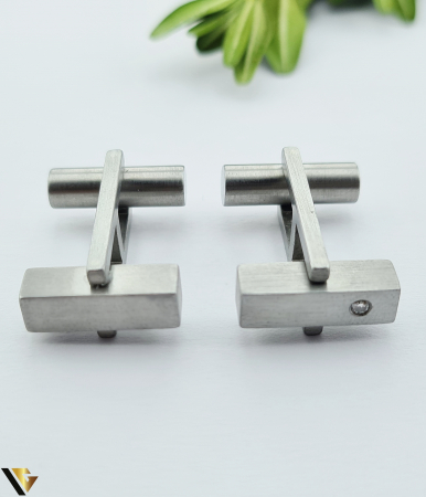 Butoni, piercinguri si accesorii din aur - Butoni Otel Inoxidabil, Diamant 0.03 ct 13g