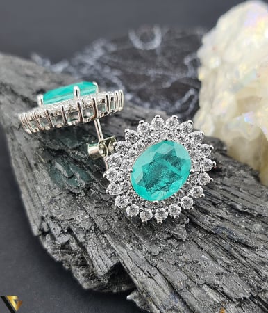 Bijuterii din argint - Cercei Argint 925, Paraiba si Zirconiu