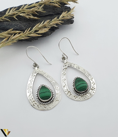 Bijuterii din argint - Cercei Argint 925, Malachit