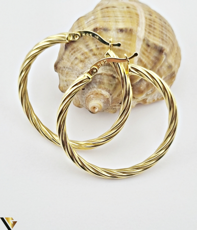 Bijuterii din aur - Cercei aur 14k Greutate: 3.30 grame Dimensiune cercel:35.40 mm /35.40 mm Marcaj / Titlu: 585  Locatie: HARLAU Tel: 0723353111