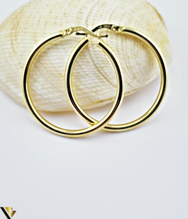 Cercei din aur - Cercei aur 14k Greutate: 2.84 grame Dimensiune cercel:34.30 mm /34.30 mm Marcaj / Titlu: 585  Locatie: HARLAU Tel: 0723353111