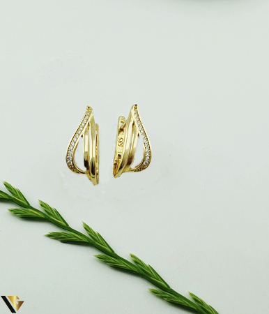 Cercei din aur - Cercei Aur 14K, Cristale de  Zirconiu