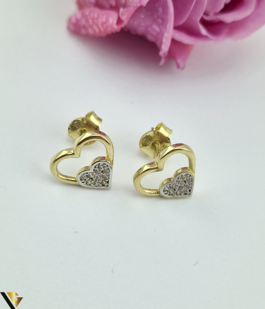 Cercei - Cercei din aur 14k, Greutate: 1.03 grame Dimensiuni: 4 mm / 7 mm Sistem de prindere: tija + fluturas Marcaj / titlu: 585 Locatie: HARLAU Tel: 0723353111