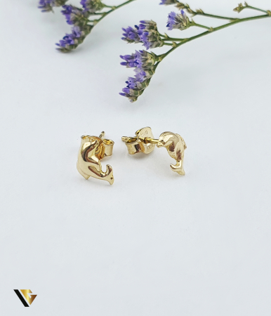 Bijuterii din aur - Cercei Aur 14k, Delfin