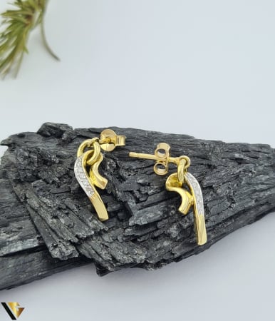 Cercei - Cercei Aur 14k, Diamante 0.05 ct