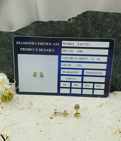 Cercei Aur 14k, Diamante 0.05 ct in total [2]