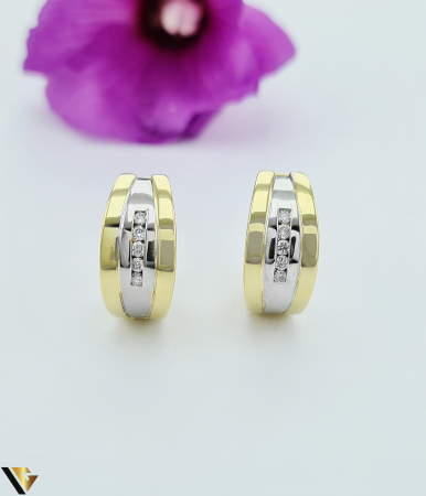 Cercei cu diamante - Cercei Aur 14k, Diamante 0.16 ct