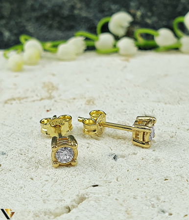 Cercei cu diamante - Cercei Aur 14k, Diamante 0.18 ct in total